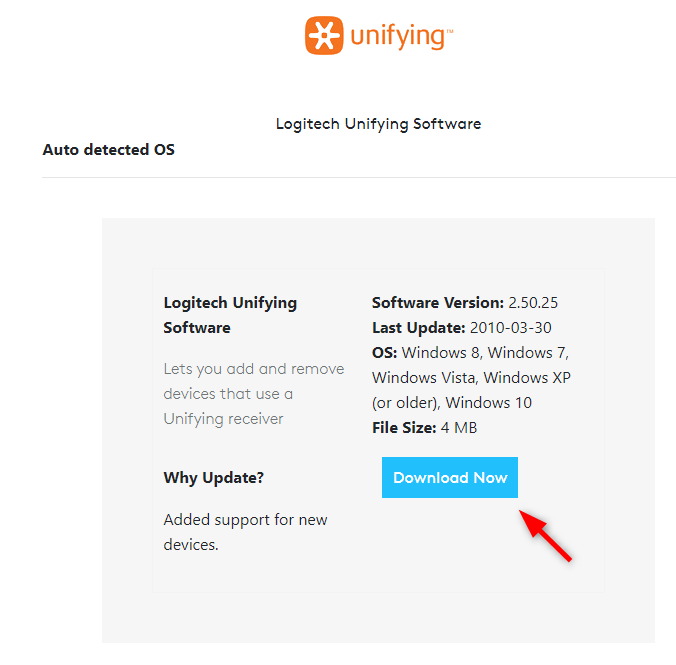 ดาวน์โหลดโปรแกรม Logitech Unifying Software