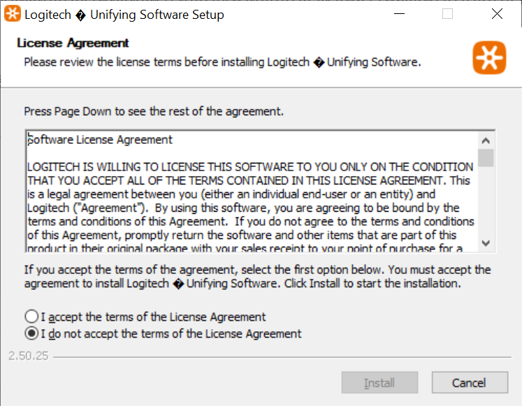 ติดตั้งโปแรกรม Logitech Unifying Software